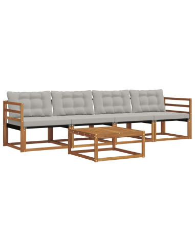 Set di divani con cuscino 5 pcs Grigio Naturale e Chiaro