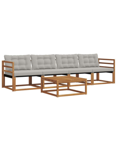 Set di divani con cuscino 5 pcs Grigio Naturale e Chiaro