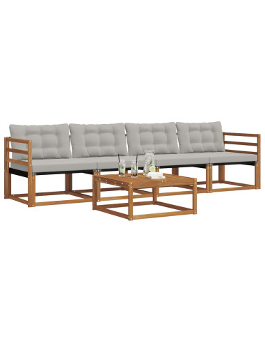 Set di divani con cuscino 5 pcs Grigio Naturale e Chiaro