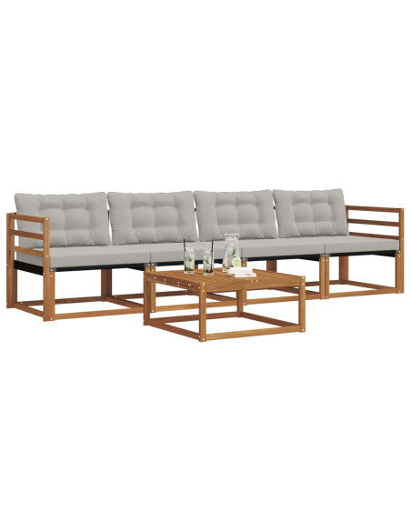 Set di divani con cuscino 5 pcs Grigio Naturale e Chiaro
