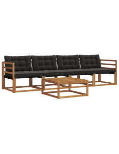 Set di divani con cuscino 5 pcs Naturale e Nero 2