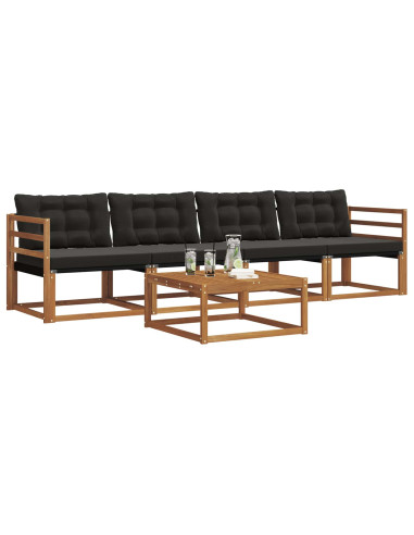 Set di divani con cuscino 5 pcs Naturale e Nero