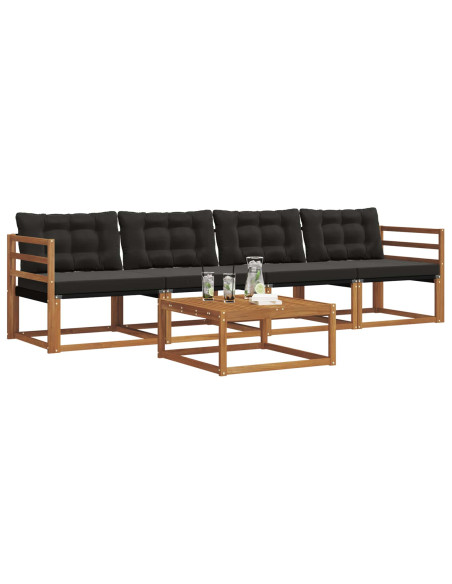 Set di divani con cuscino 5 pcs Naturale e Nero