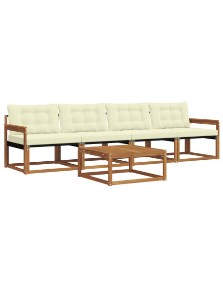 Set di divani con cuscino 5 pcs Naturale e Crema
