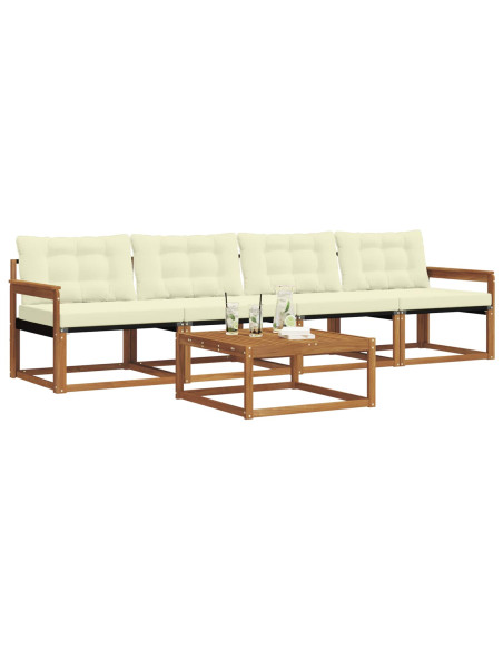 Set di divani con cuscino 5 pcs Naturale e Crema