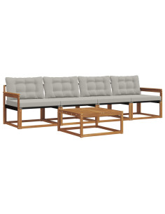 Set di divani con cuscino 5 pcs Grigio Naturale e Chiaro 2