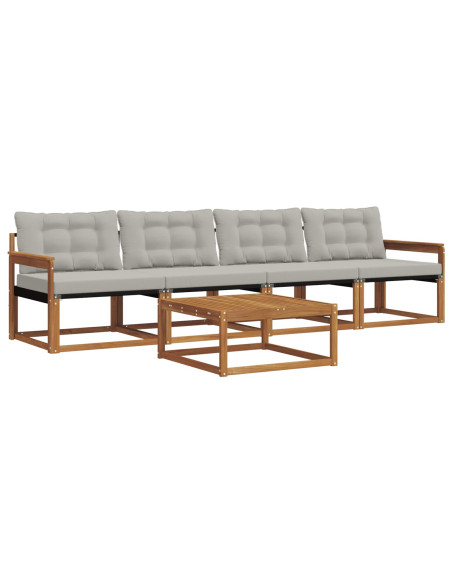 Set di divani con cuscino 5 pcs Grigio Naturale e Chiaro