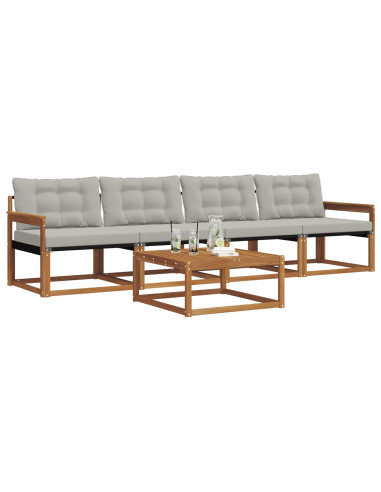 Set di divani con cuscino 5 pcs Grigio Naturale e Chiaro