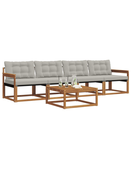 Set di divani con cuscino 5 pcs Grigio Naturale e Chiaro
