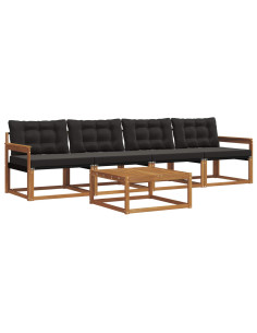 Set di divani con cuscino 5 pcs Naturale e Nero 2