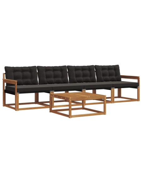 Set di divani con cuscino 5 pcs Naturale e Nero