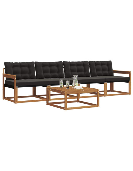 Set di divani con cuscino 5 pcs Naturale e Nero
