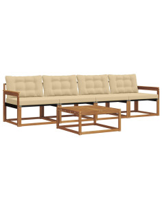 Set di divani con cuscino 5 pcs Naturale e Beige 2