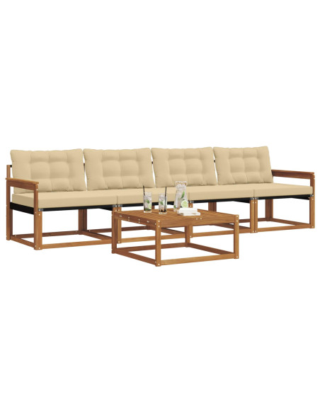 Set di divani con cuscino 5 pcs Naturale e Beige