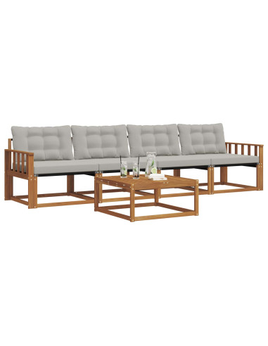 Set di divani con cuscino 5 pcs Grigio Naturale e Chiaro