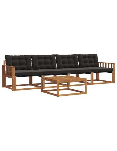 Set di divani con cuscino 5 pcs Naturale e Nero
