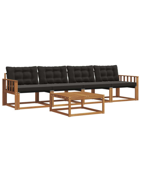 Set di divani con cuscino 5 pcs Naturale e Nero