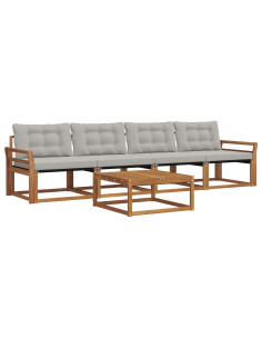 Set di divani con cuscino 5 pcs Grigio Naturale e Chiaro 2