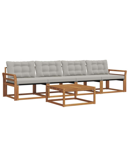 Set di divani con cuscino 5 pcs Grigio Naturale e Chiaro
