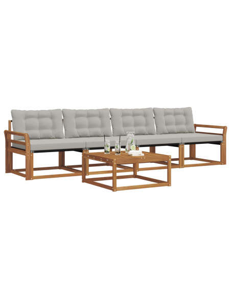 Set di divani con cuscino 5 pcs Grigio Naturale e Chiaro