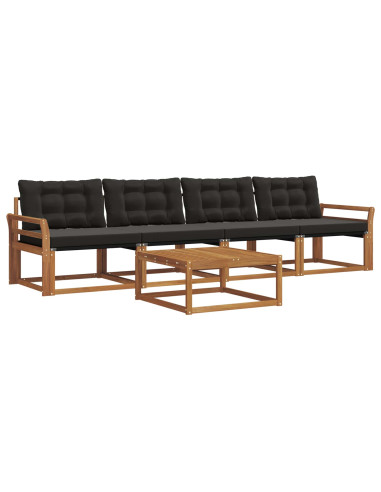 Set di divani con cuscino 5 pcs Naturale e Nero