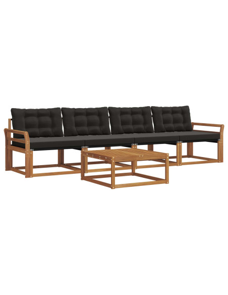 Set di divani con cuscino 5 pcs Naturale e Nero
