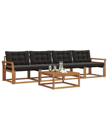 Set di divani con cuscino 5 pcs Naturale e Nero