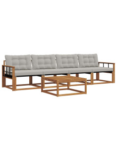 Set di divani con cuscino 5 pcs Grigio Naturale e Chiaro 2