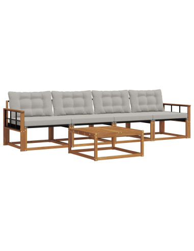 Set di divani con cuscino 5 pcs Grigio Naturale e Chiaro