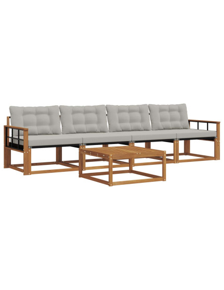 Set di divani con cuscino 5 pcs Grigio Naturale e Chiaro