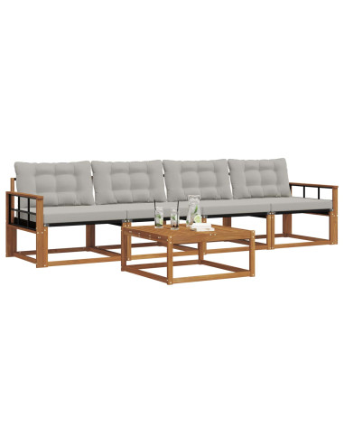 Set di divani con cuscino 5 pcs Grigio Naturale e Chiaro