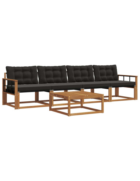 Set di divani con cuscino 5 pcs Naturale e Nero