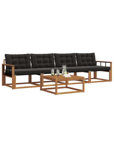 Set di divani con cuscino 5 pcs Naturale e Nero