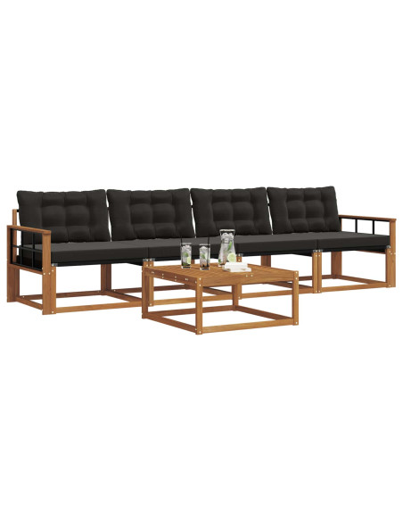 Set di divani con cuscino 5 pcs Naturale e Nero
