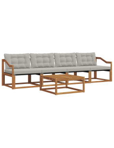 Set di divani con cuscino 5 pcs Grigio Naturale e Chiaro 2