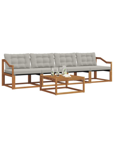 Set di divani con cuscino 5 pcs Grigio Naturale e Chiaro