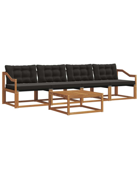 Set di divani con cuscino 5 pcs Naturale e Nero