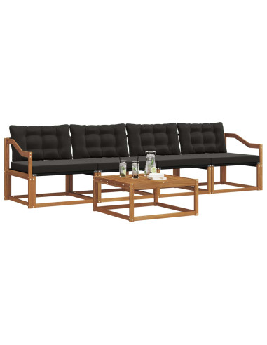 Set di divani con cuscino 5 pcs Naturale e Nero