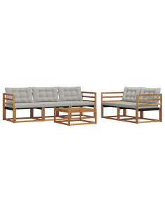 Set di divani con cuscino 6 pcs Grigio Naturale e Chiaro 2
