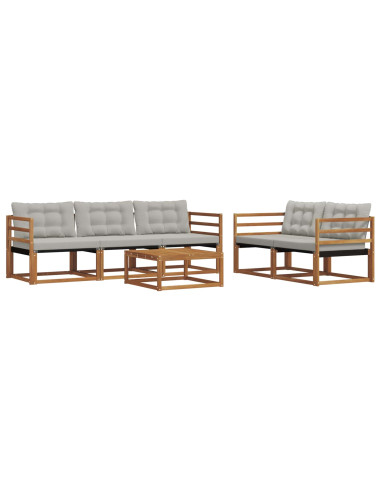 Set di divani con cuscino 6 pcs Grigio Naturale e Chiaro