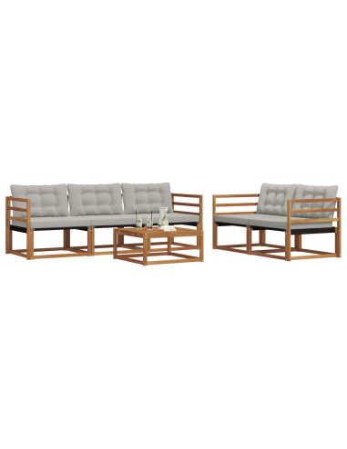 Set di divani con cuscino 6 pcs Grigio Naturale e Chiaro