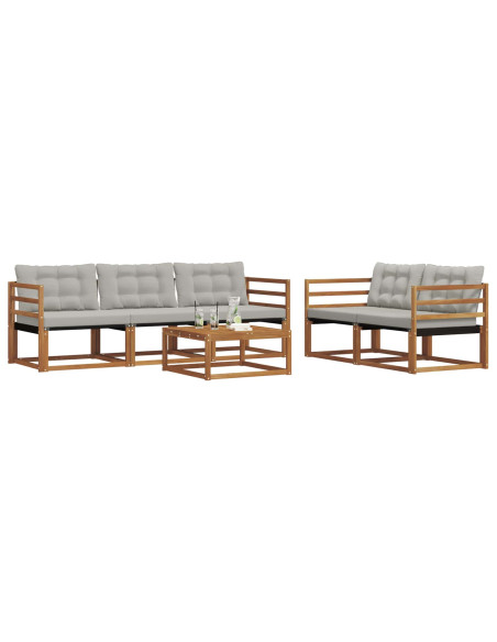 Set di divani con cuscino 6 pcs Grigio Naturale e Chiaro