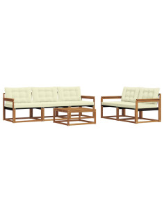 Set di divani con cuscino 6 pcs Naturale e Crema 2