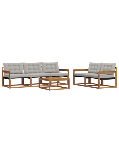 Set di divani con cuscino 6 pcs Grigio Naturale e Chiaro
