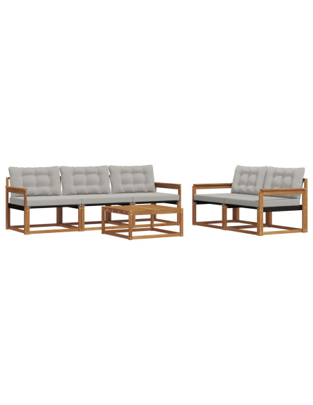 Set di divani con cuscino 6 pcs Grigio Naturale e Chiaro