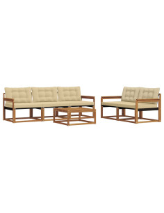 Set di divani con cuscino 6 pcs Naturale e Beige 2