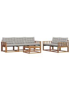 Set di divani con cuscino 6 pcs Grigio Naturale e Chiaro 2