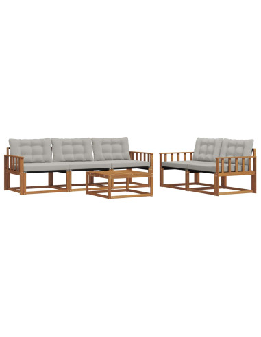 Set di divani con cuscino 6 pcs Grigio Naturale e Chiaro