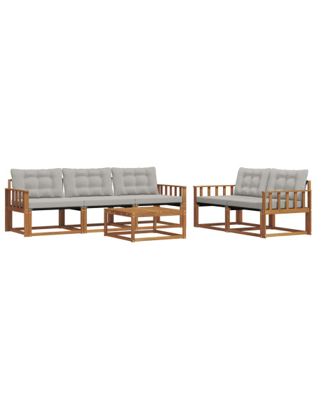 Set di divani con cuscino 6 pcs Grigio Naturale e Chiaro