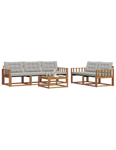 Set di divani con cuscino 6 pcs Grigio Naturale e Chiaro